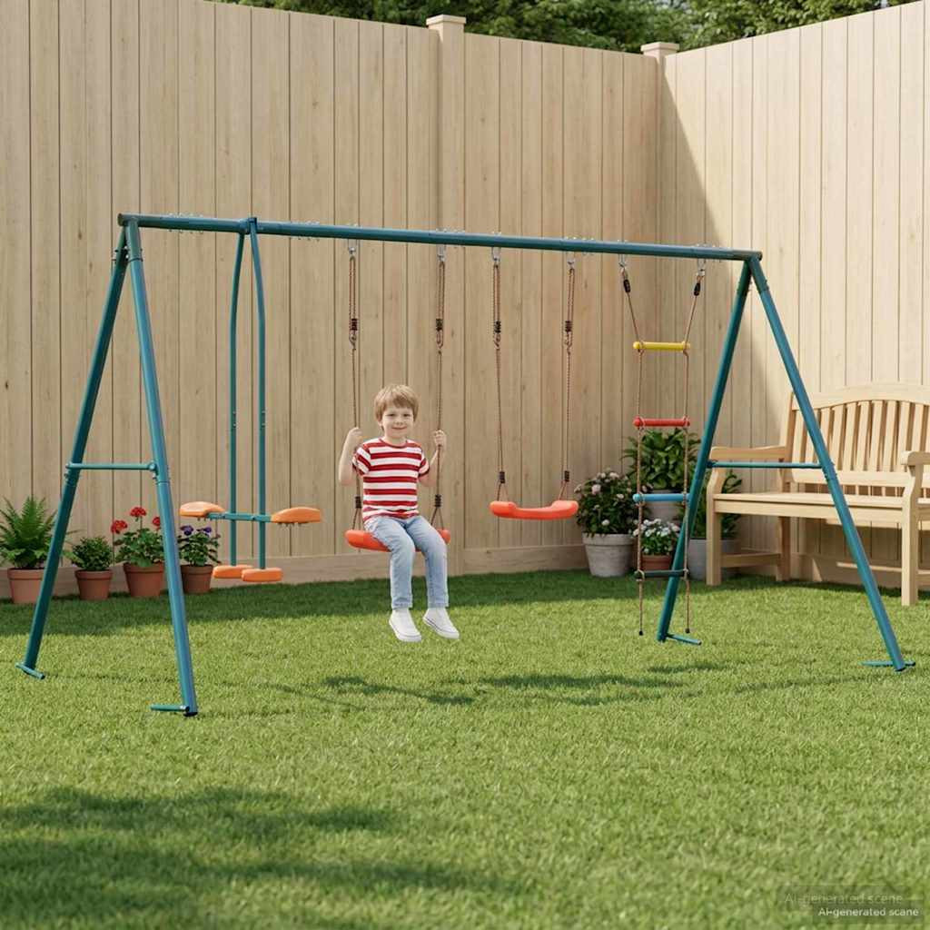 vidaXL Outdoor Schaukelset Mehrfarbig 330 x 185 x 185 cm Stahl und PE