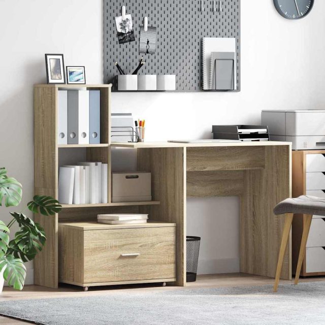 vidaXL Schreibtisch Sonoma-Eiche 131,5 x 50 x 106,5 cm Holzwerkstoff