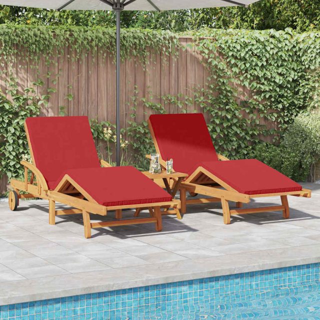 vidaXL Sonnenliege 2 pcs Rot 200 x 67 x 84 cm Massivholz Akazie