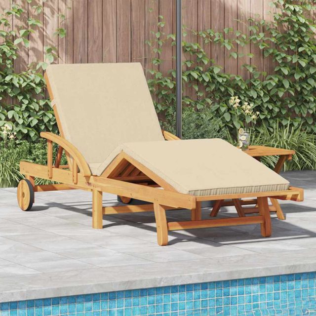 vidaXL Sonnenliege 2 pcs Beige Massivholz Akazie
