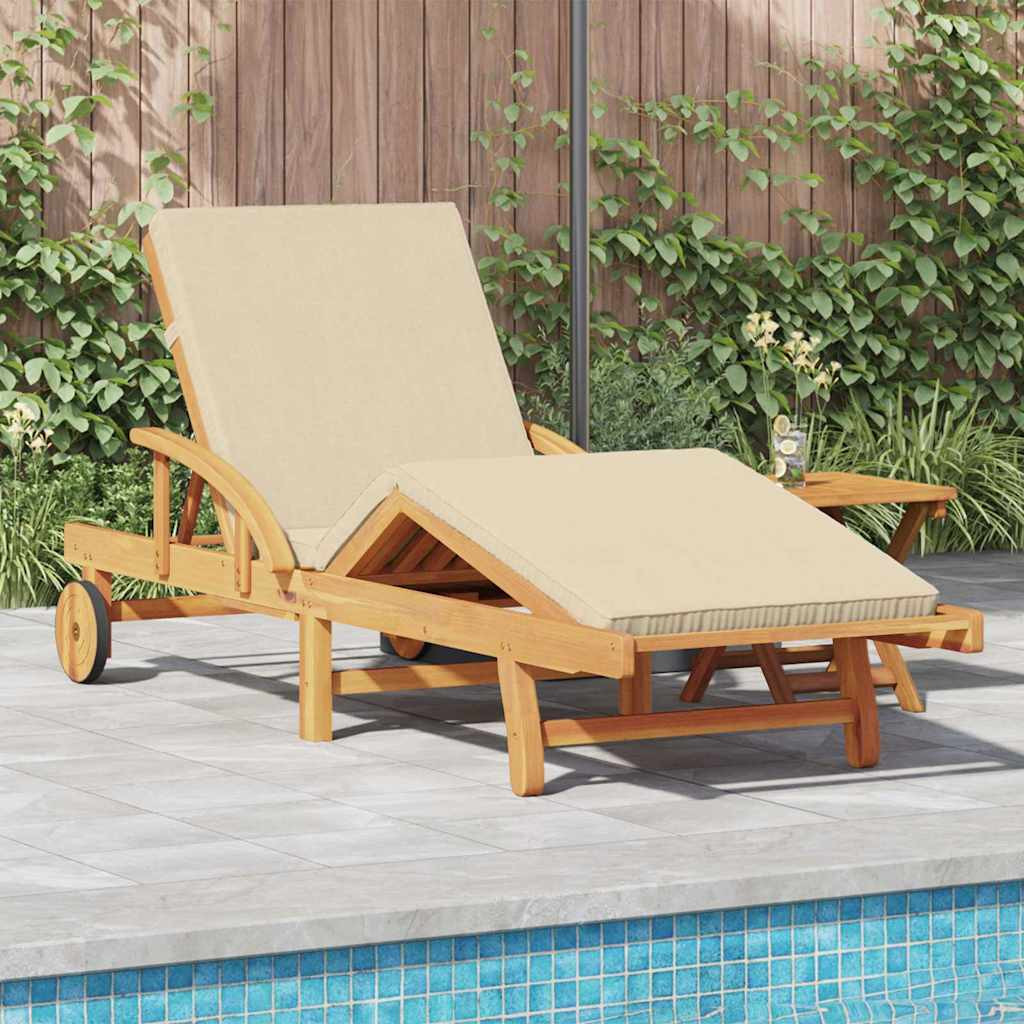 vidaXL Sonnenliege 2 pcs Beige Massivholz Akazie