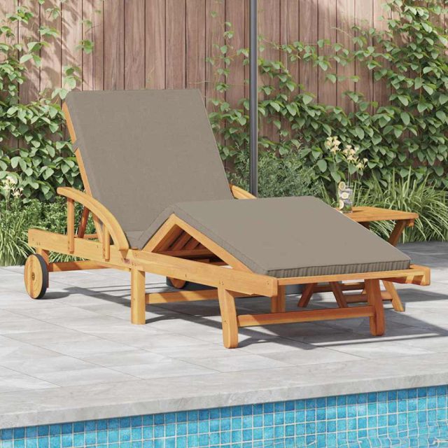 vidaXL Sonnenliege 2 pcs Taupe 200 x 67 x 84 cm Massivholz Akazie
