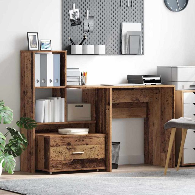 vidaXL Schreibtisch Altholz 131,5 x 50 x 106,5 cm Holzwerkstoff