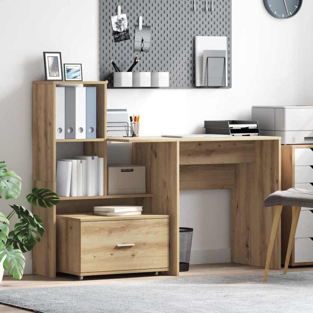 vidaXL Schreibtisch Artisan-Eiche Holzwerkstoff 131,5 x 50 x 106,5 cm