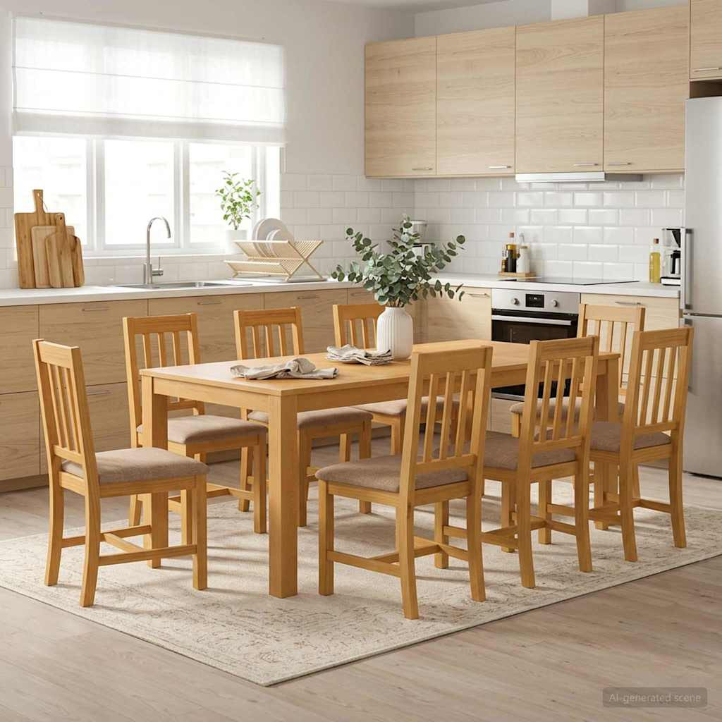 vidaXL Esstisch 200 x 100 x 75 cm Massivholz Eiche Natur Rechtwinklig