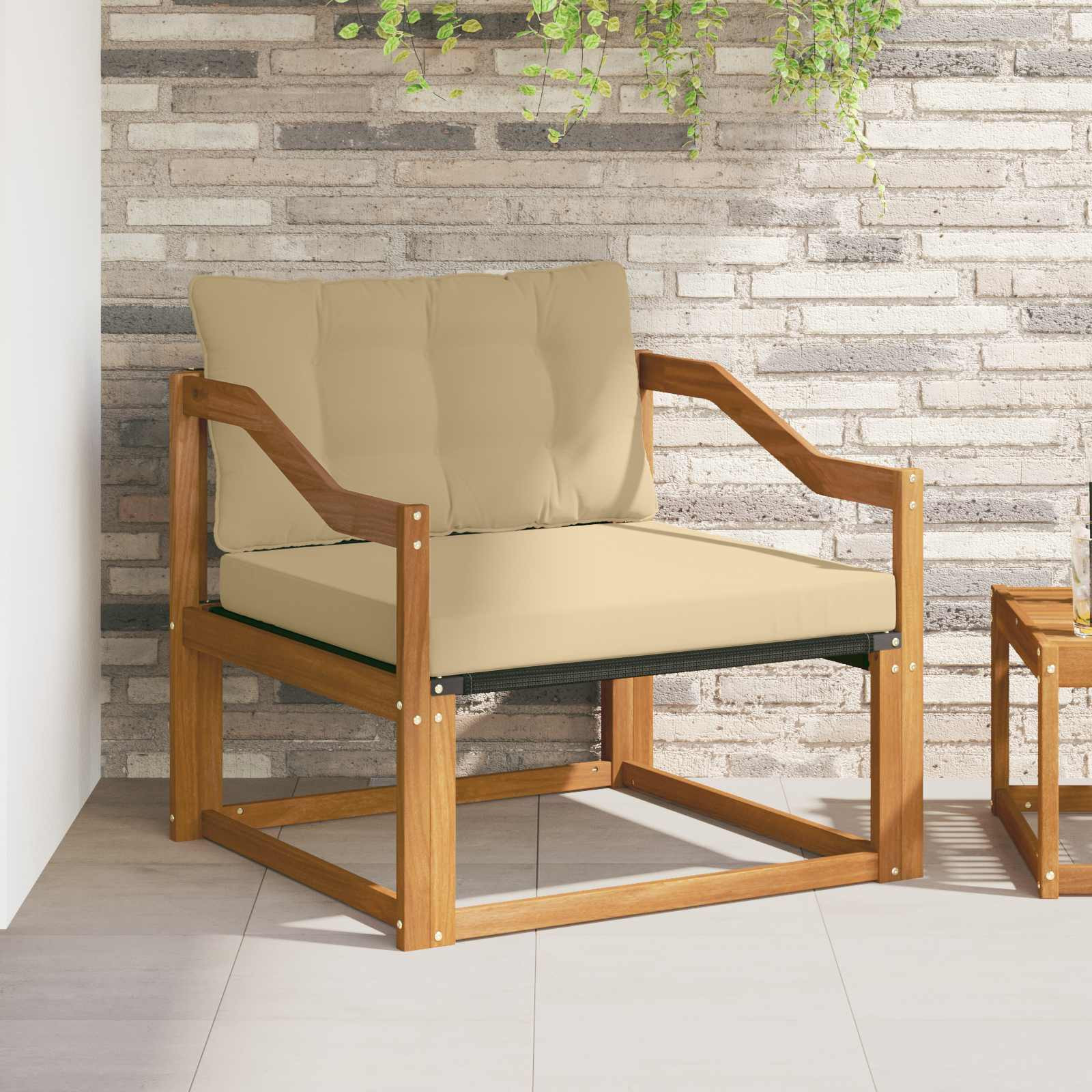 vidaXL Outdoor-Sofagarnitur Massives Akazienholz und Textilene Natur