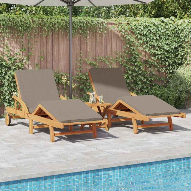 vidaXL Sonnenliege 3 pcs Taupe 200 x 67 x 84 cm Massivholz Akazie