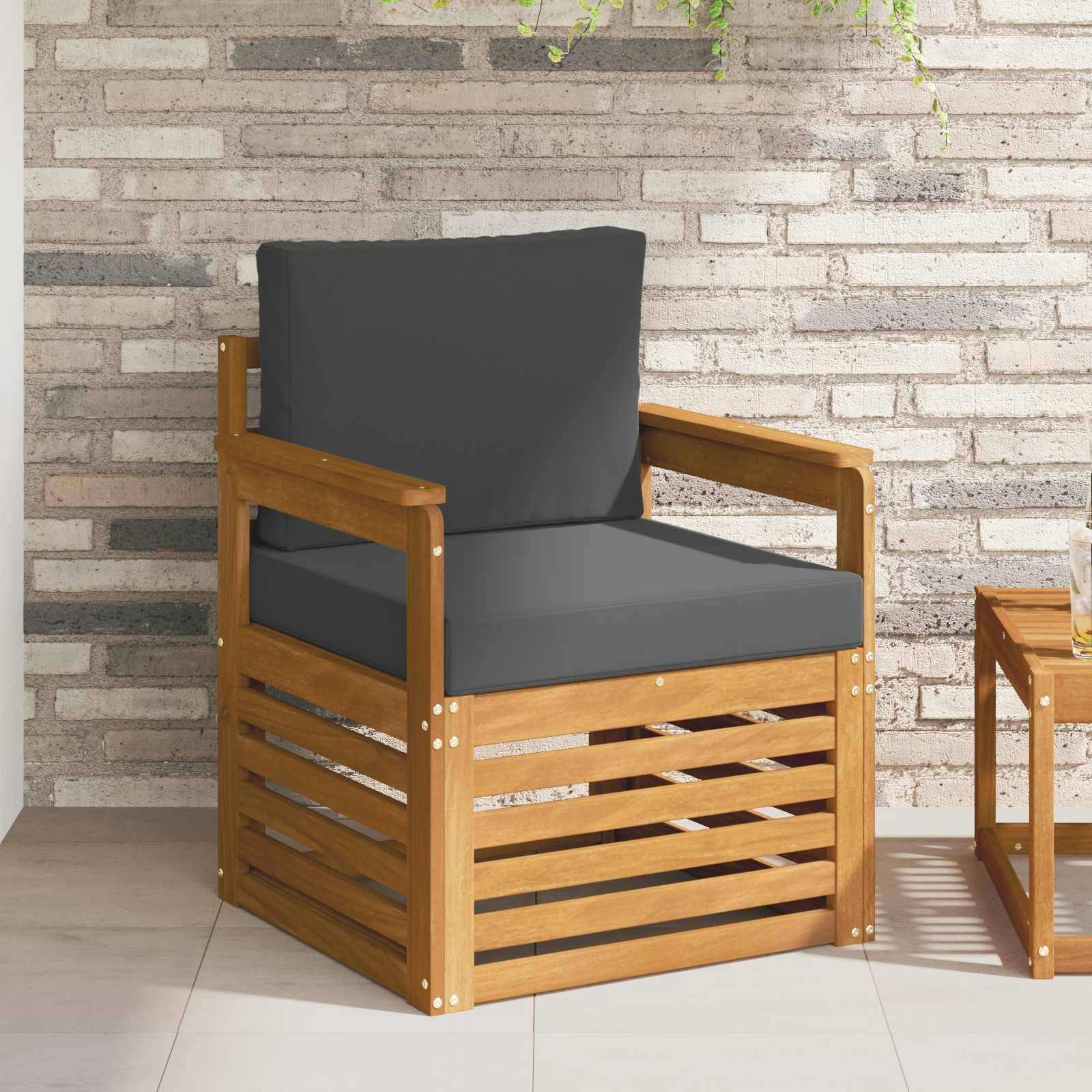 vidaXL Outdoor-Sofa Massives Akazienholz und Polyester Natur