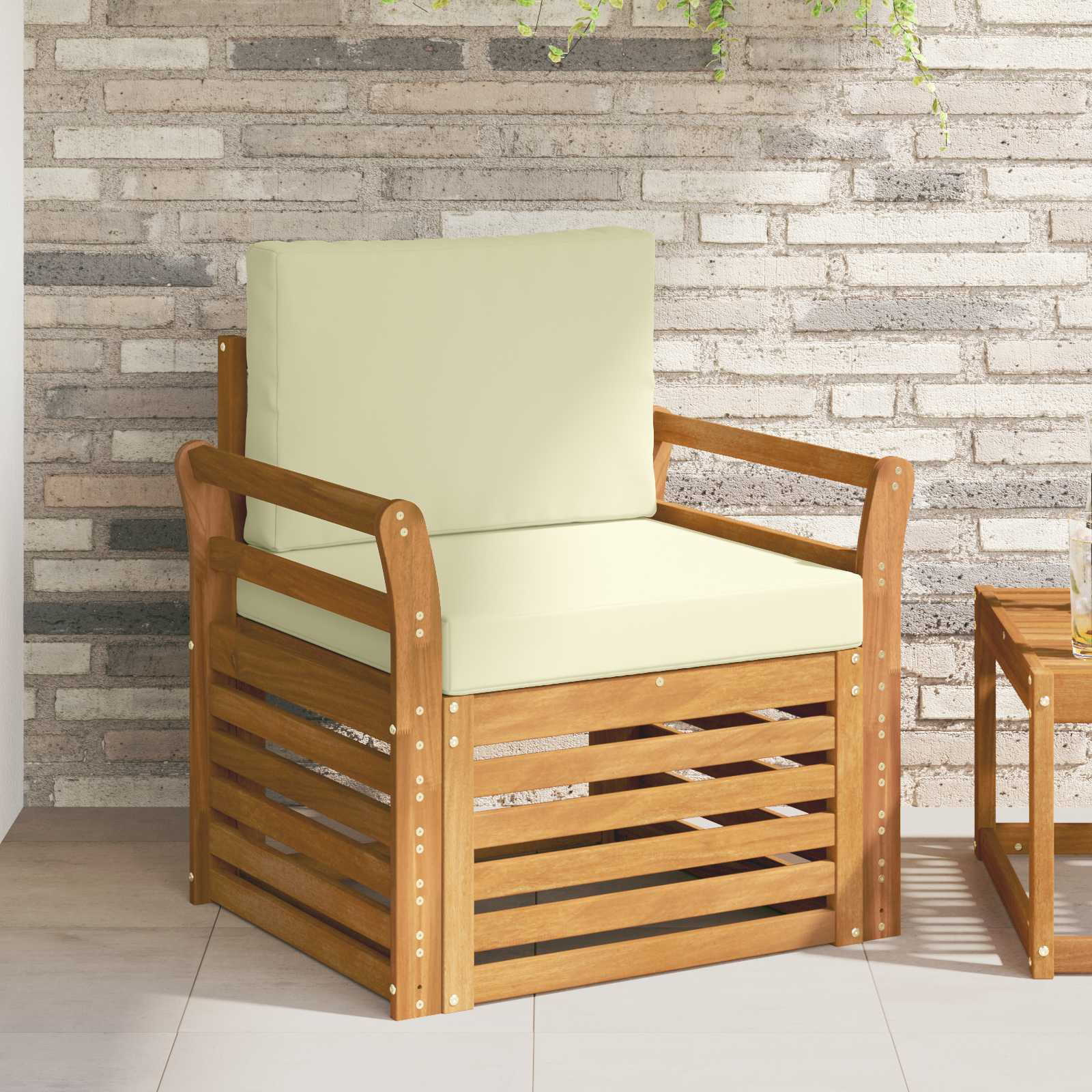 vidaXL Outdoor-Sofa Massives Akazienholz und Polyester Natur