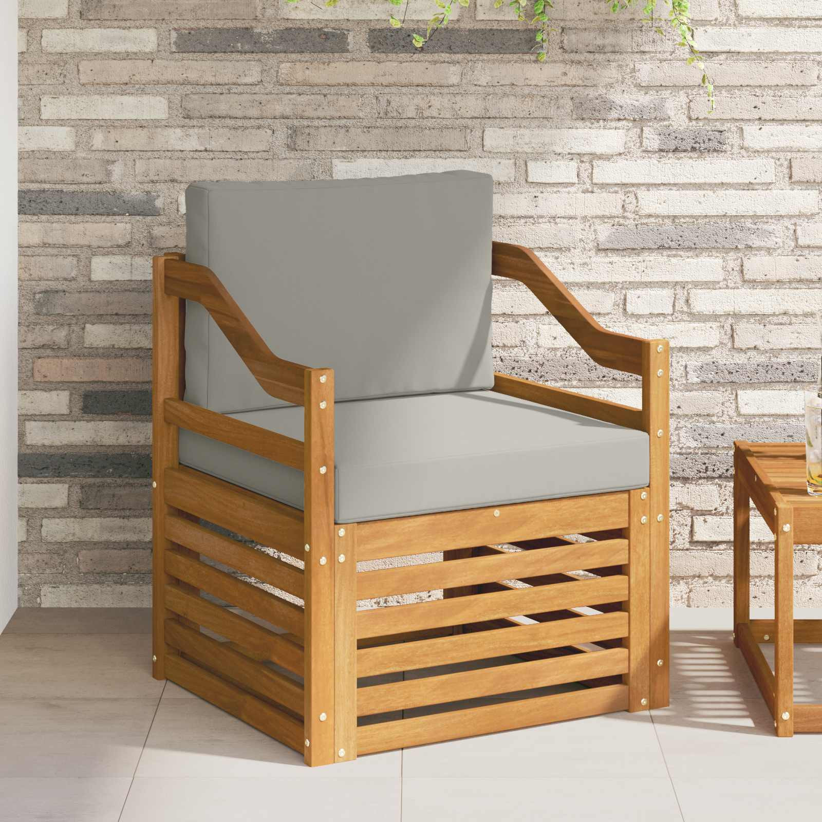 vidaXL Outdoor-Sofa Massives Akazienholz und Polyester Natur