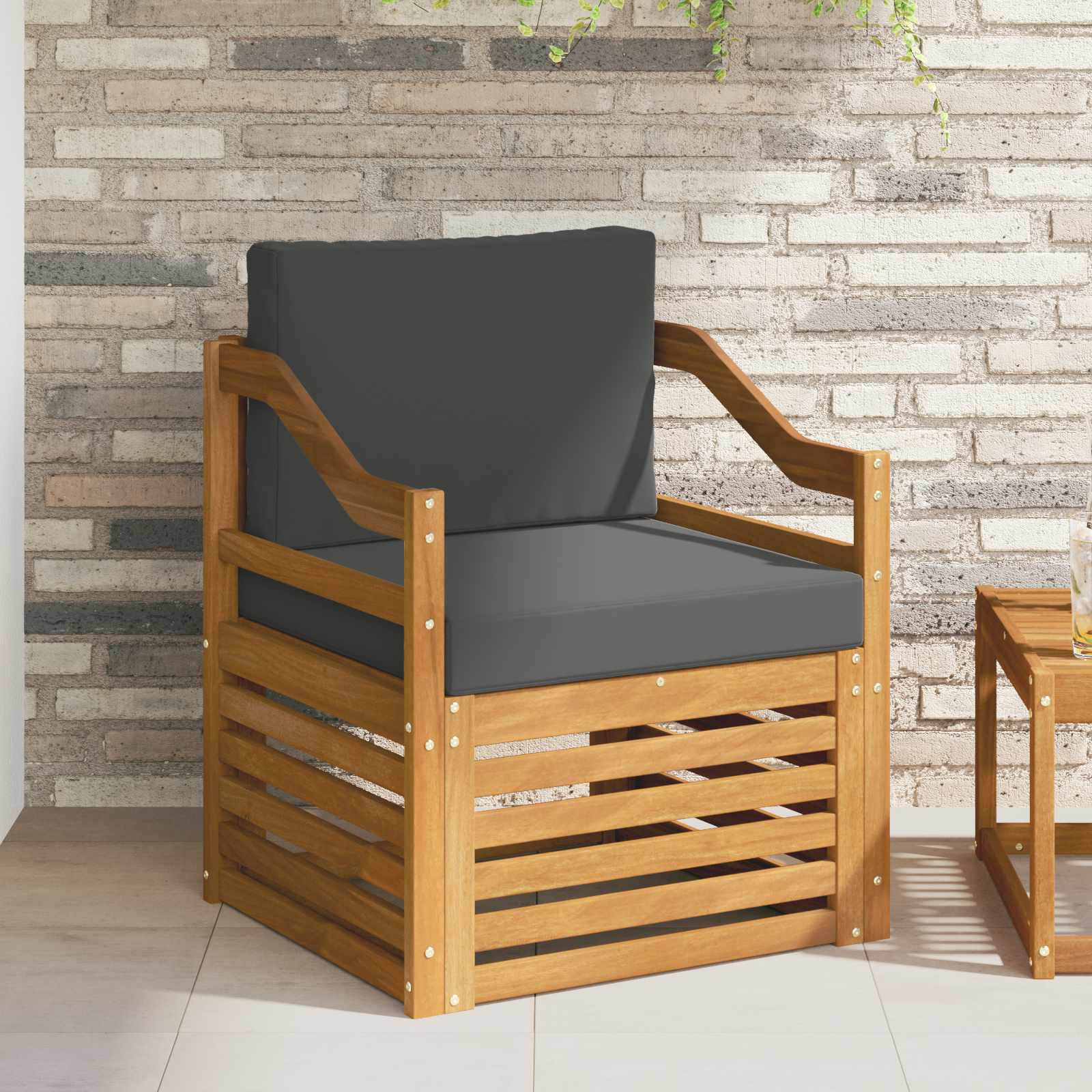 vidaXL Outdoor-Sofa Massives Akazienholz und Polyester Natur