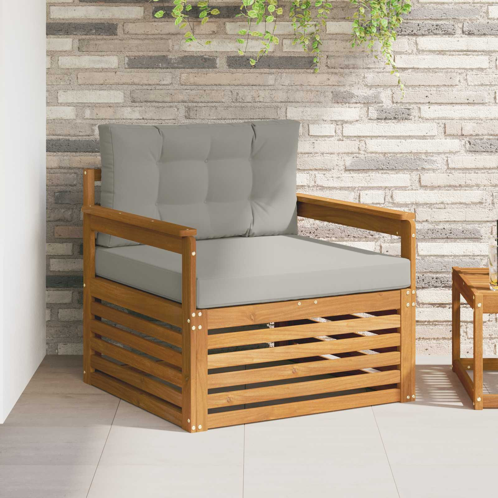 vidaXL Outdoor-Sofa Massives Akazienholz und Polyester