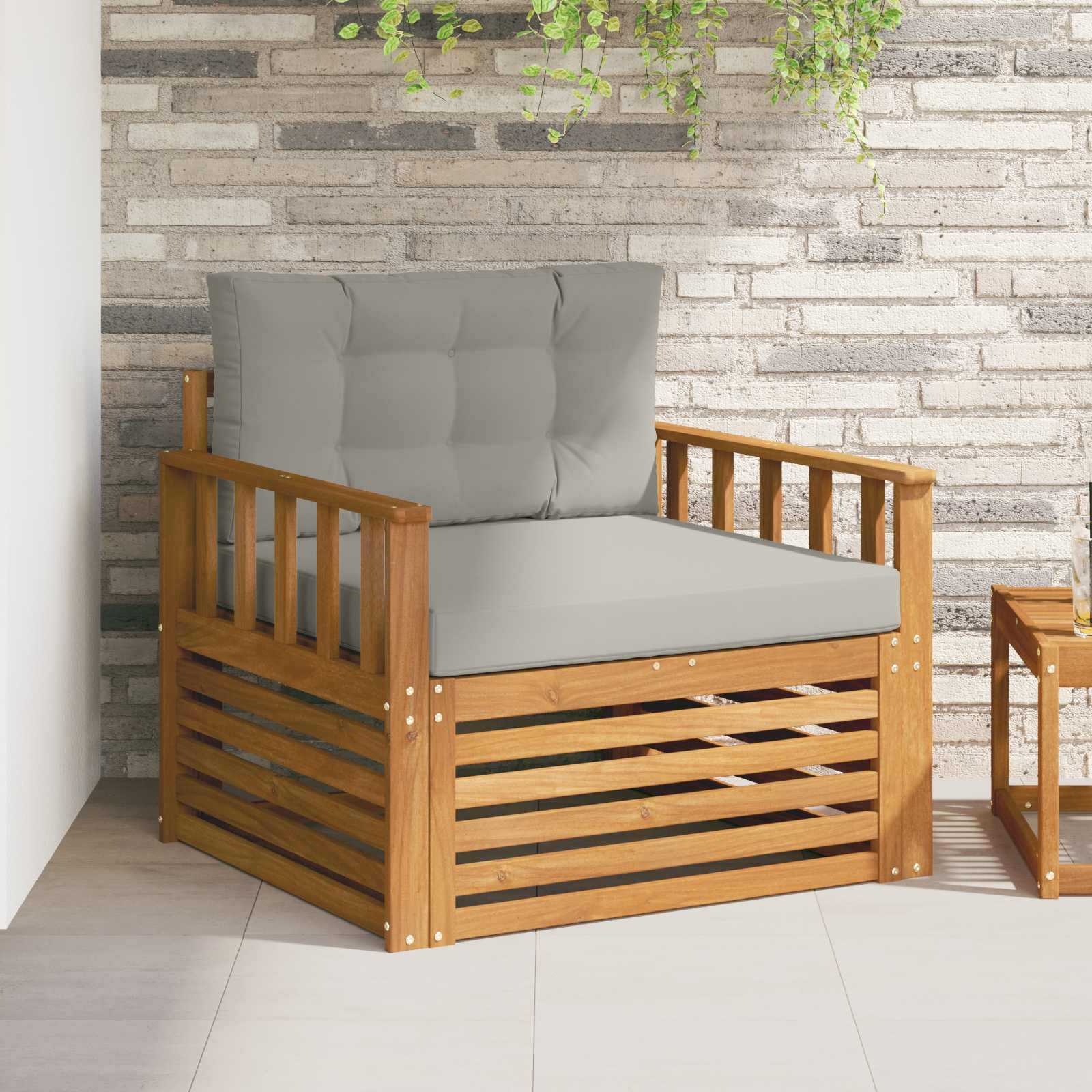 vidaXL Outdoor-Sofa Massives Akazienholz und Polyester