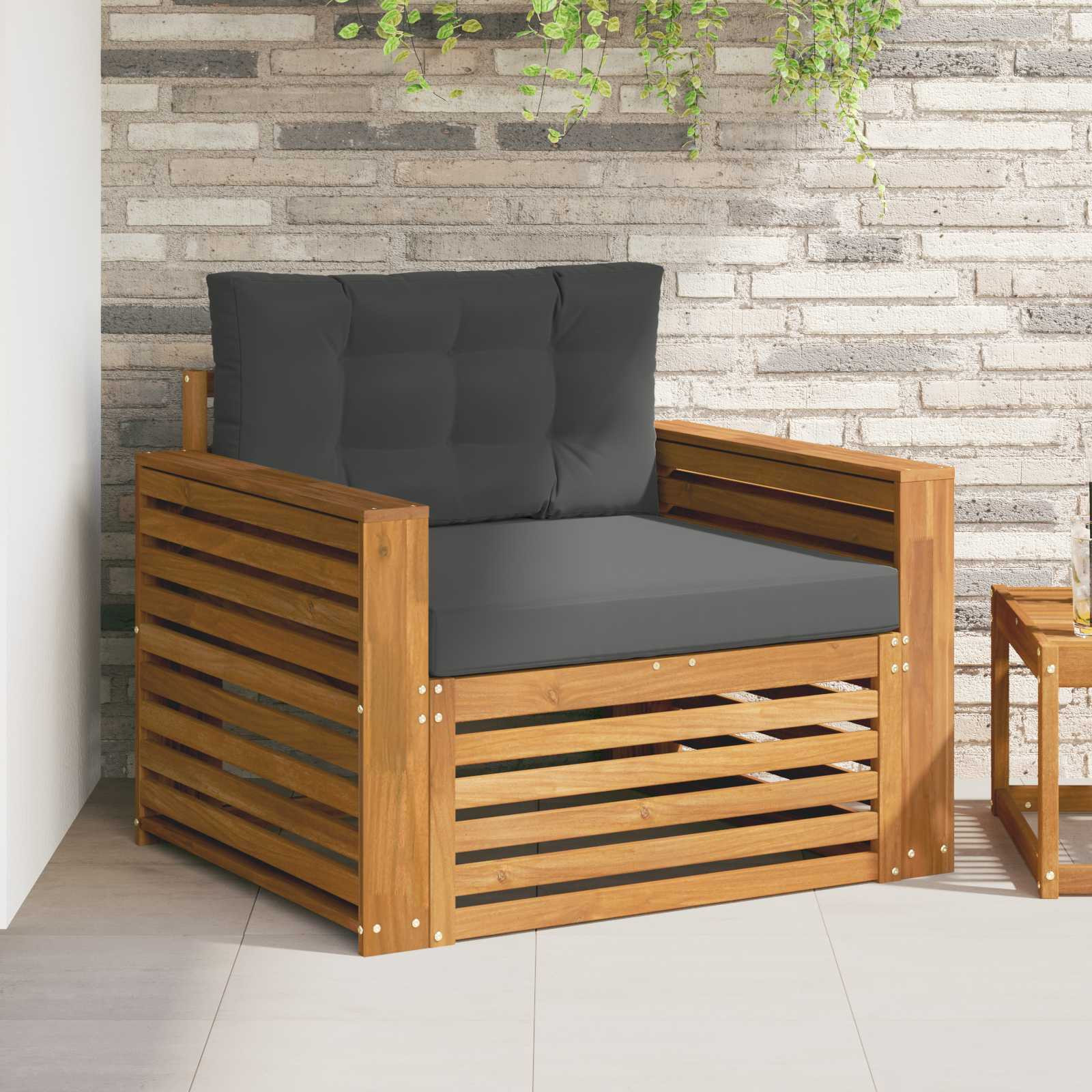 vidaXL Outdoor-Sofa Massives Akazienholz und Polyester