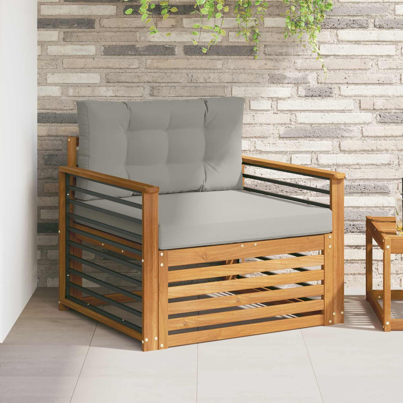 vidaXL Outdoor-Sofa Massives Akazienholz und Polyester