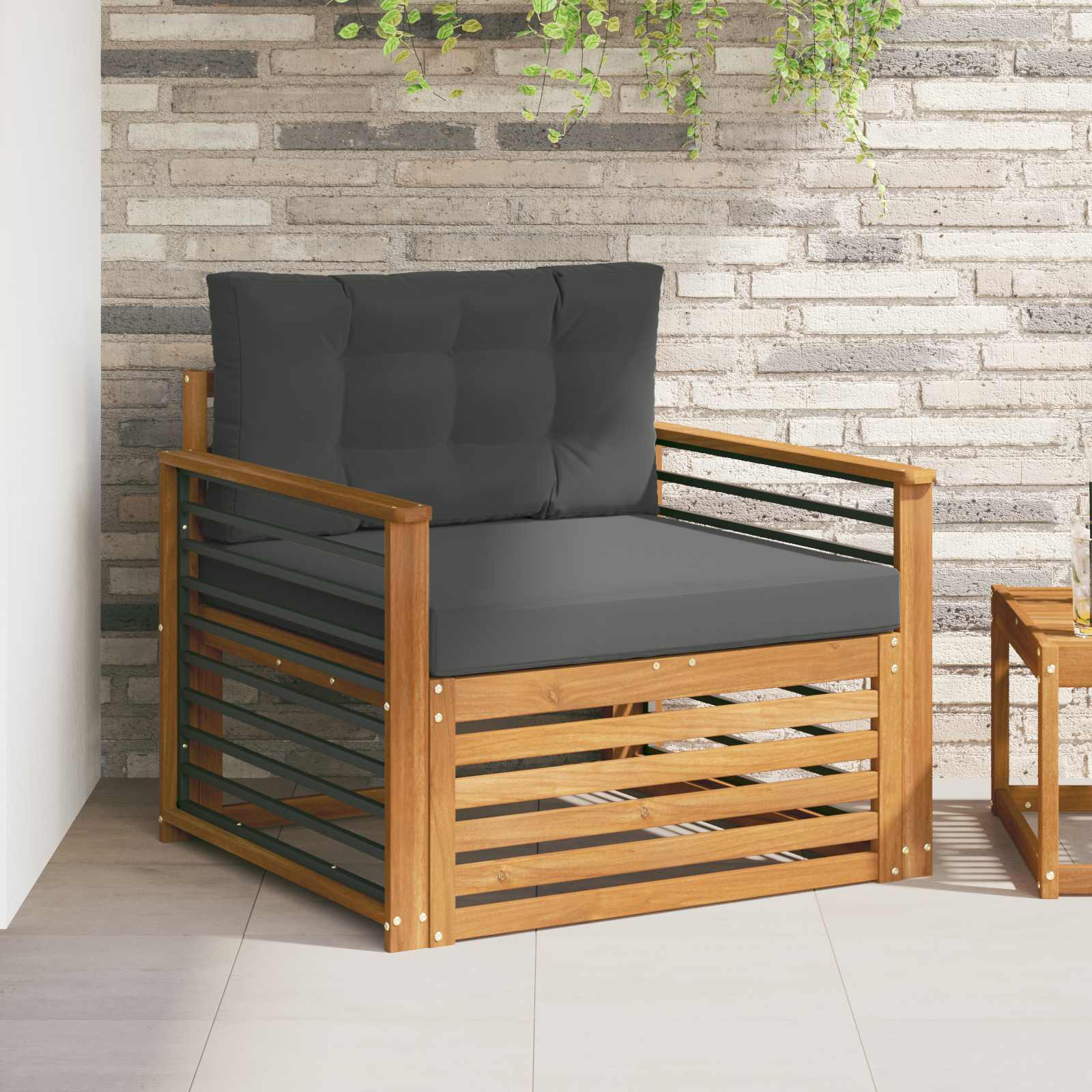vidaXL Outdoor-Sofa Massives Akazienholz und Polyester