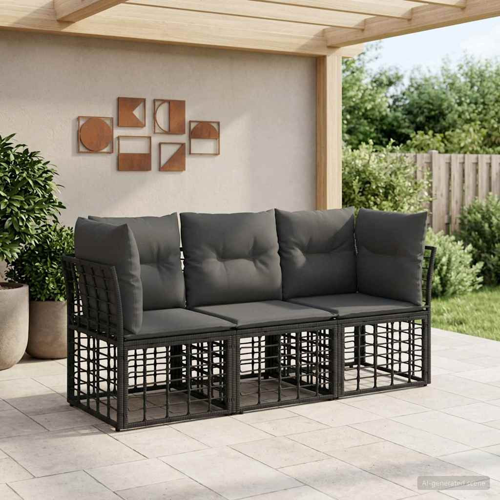 vidaXL Outdoor-Sofagarnitur Schwarz Polyester