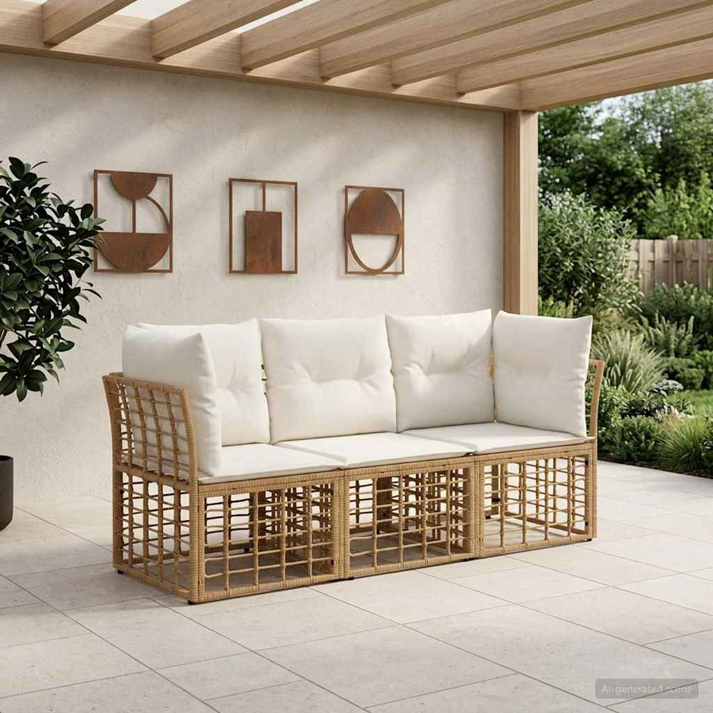 vidaXL Outdoor-Sofagarnitur Natur Polyester