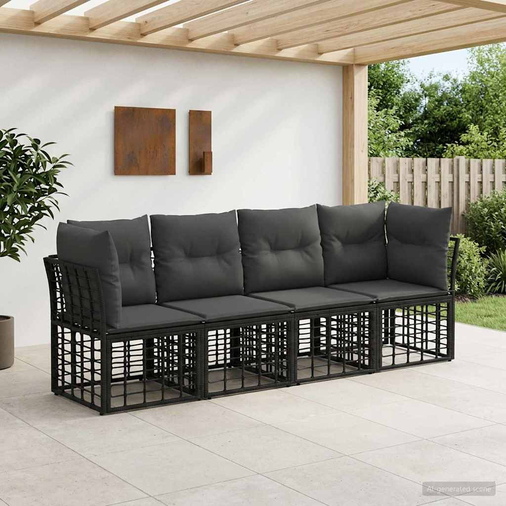 vidaXL Outdoor-Sofagarnitur Schwarz Polyester