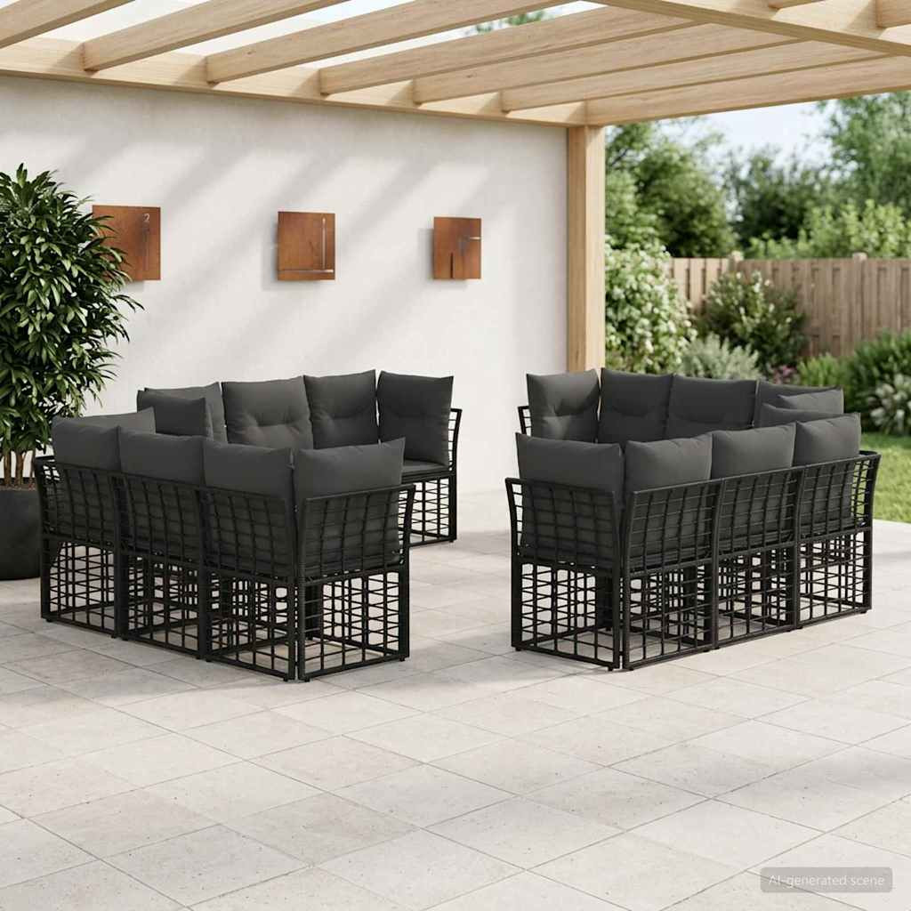 vidaXL Outdoor-Sofagarnitur Schwarz Polyester