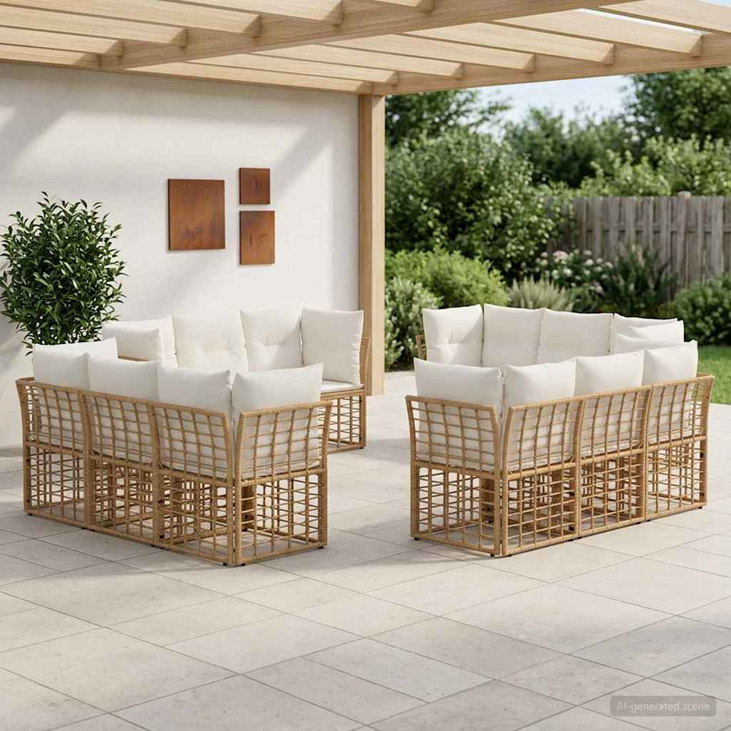vidaXL Outdoor-Sofagarnitur Natur Polyester