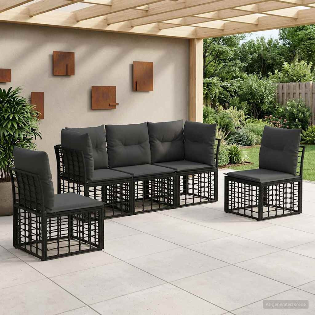 vidaXL Outdoor-Sofagarnitur Schwarz Polyester