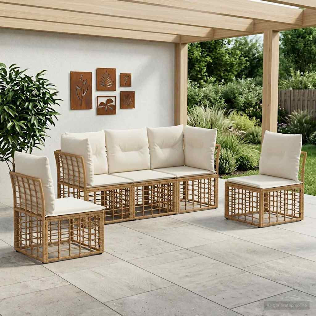 vidaXL Outdoor-Sofagarnitur Natur Polyester