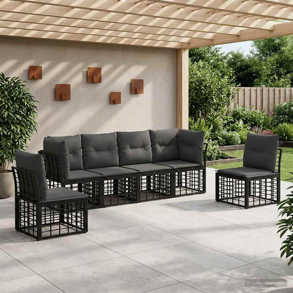 vidaXL Outdoor-Sofagarnitur Schwarz Polyester