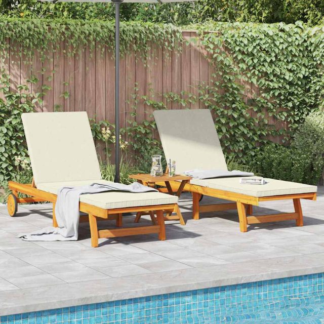 vidaXL Sonnenliege 2 pcs Braun 65 x 199 x 84 cm Massivholz Akazie