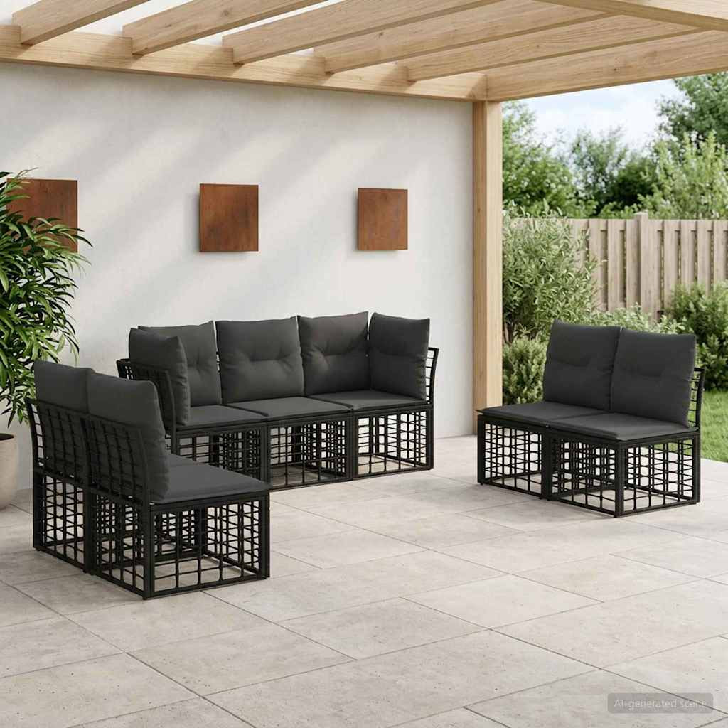 vidaXL Outdoor-Sofagarnitur Schwarz Polyester