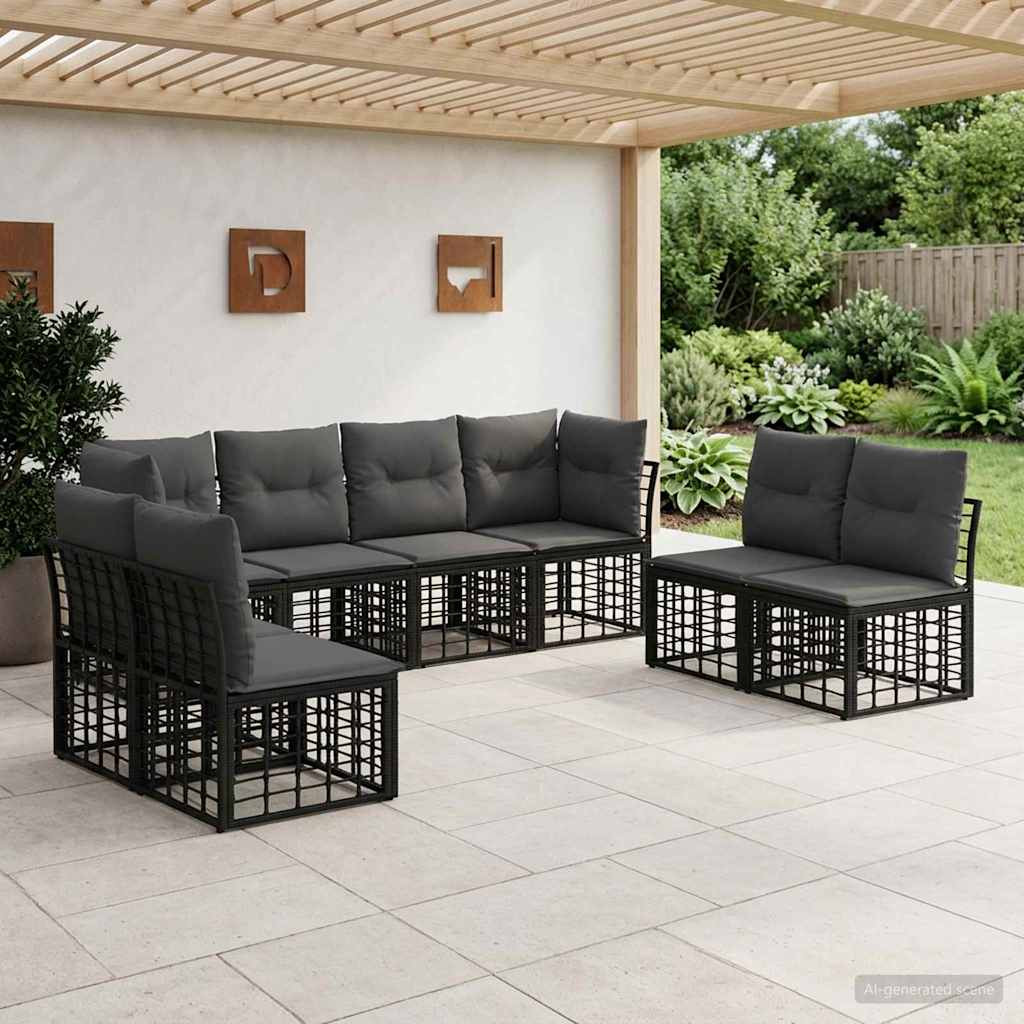 vidaXL Outdoor-Sofagarnitur Schwarz Polyester