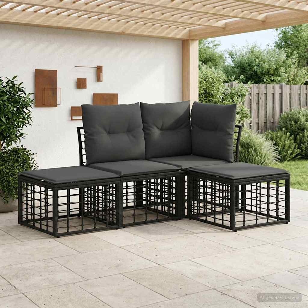 vidaXL Outdoor-Sofagarnitur Schwarz Polyester