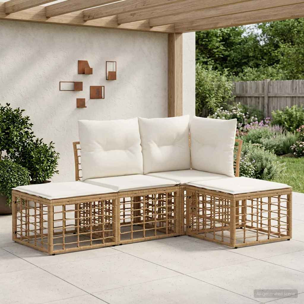 vidaXL Outdoor-Sofagarnitur Natur Polyester