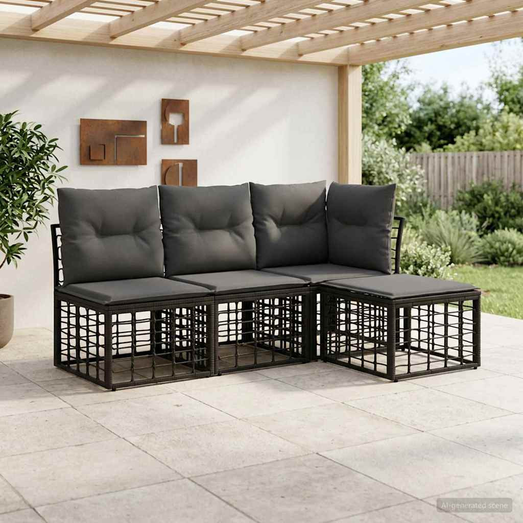 vidaXL Outdoor-Sofagarnitur Schwarz Polyester