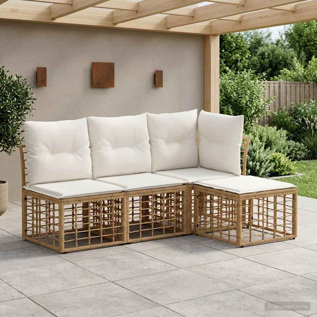 vidaXL Outdoor-Sofagarnitur Natur Polyester
