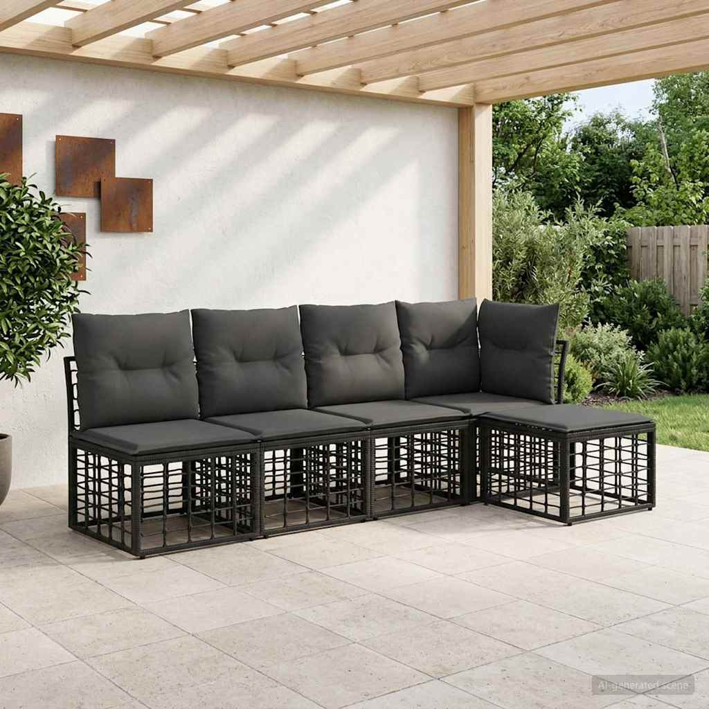 vidaXL Outdoor-Sofagarnitur Schwarz Polyester