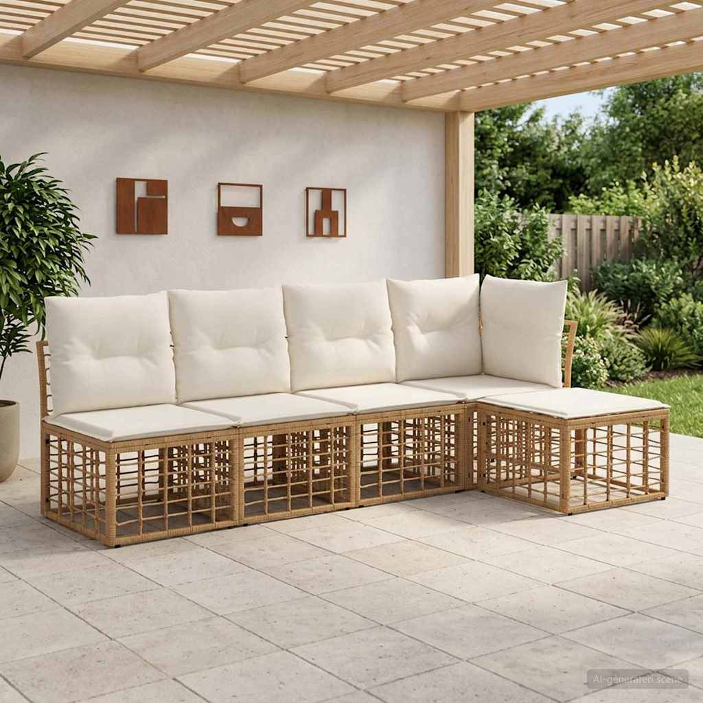vidaXL Outdoor-Sofagarnitur Natur Polyester