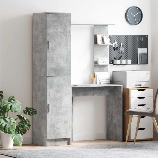 vidaXL Schreibtisch 2 pcs Beton Grau