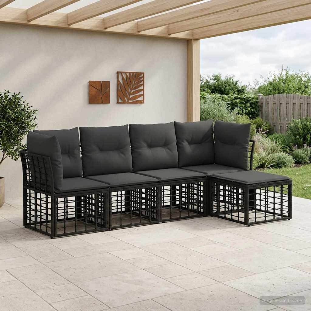 vidaXL Outdoor-Sofagarnitur Schwarz Polyester