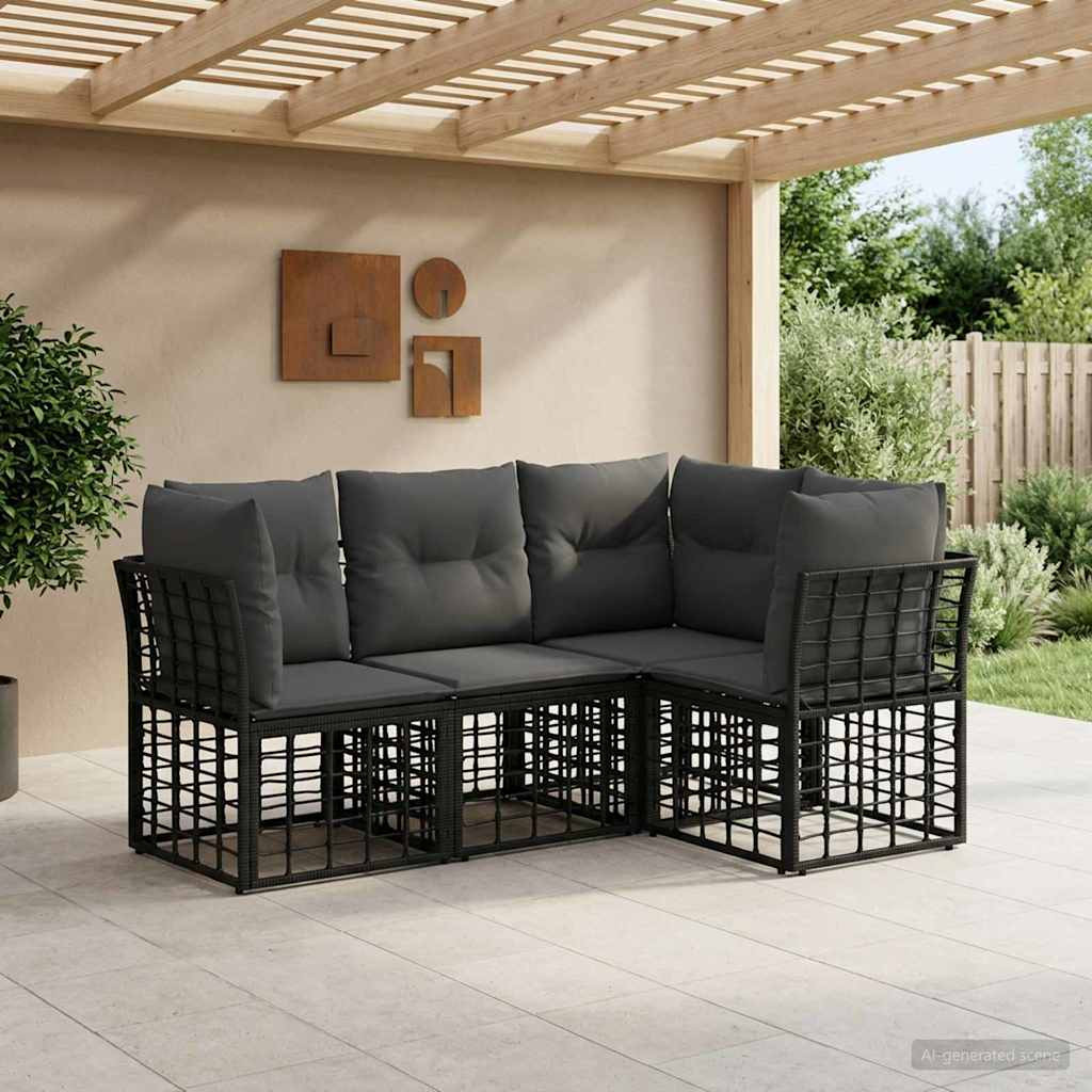 vidaXL Outdoor-Sofagarnitur Schwarz Polyester
