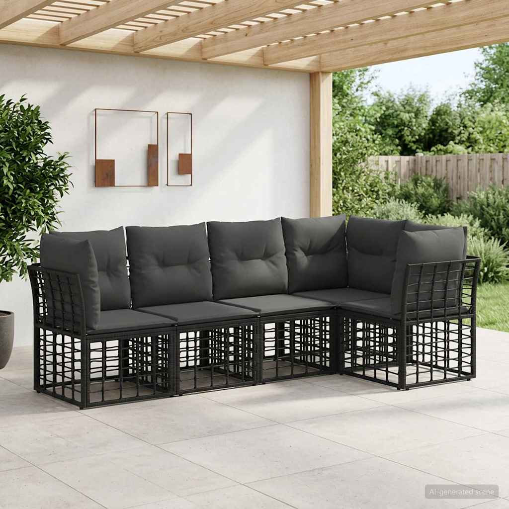 vidaXL Outdoor-Sofagarnitur Schwarz Polyester