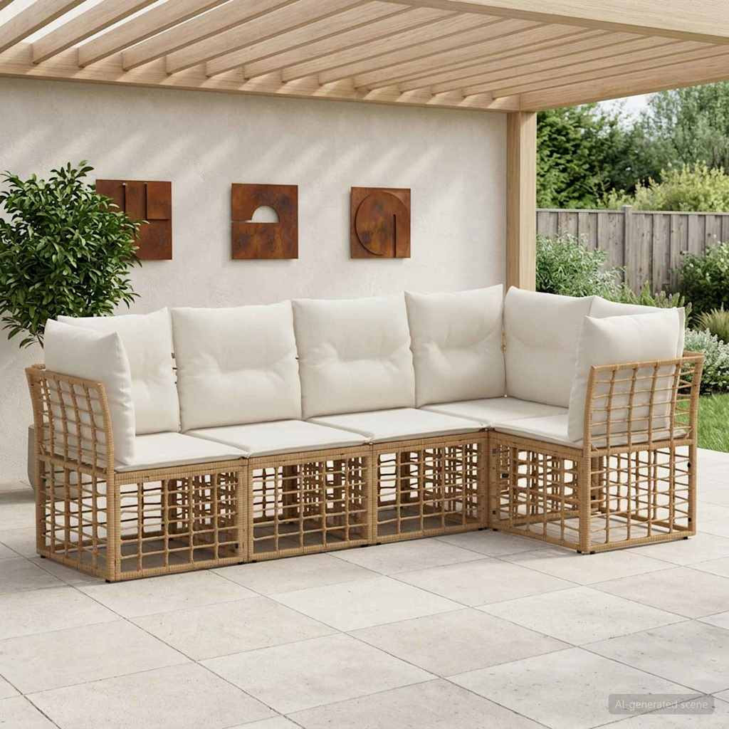 vidaXL Outdoor-Sofagarnitur Natur Polyester