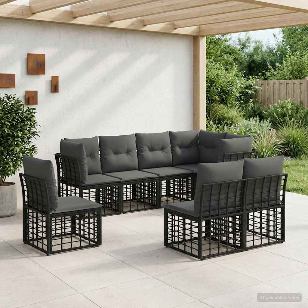 vidaXL Outdoor-Sofagarnitur Schwarz Polyester