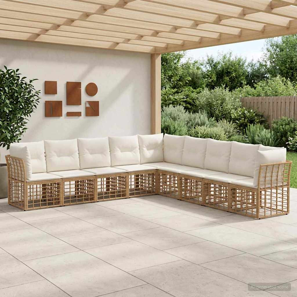 vidaXL Outdoor-Sofagarnitur Natur Polyester