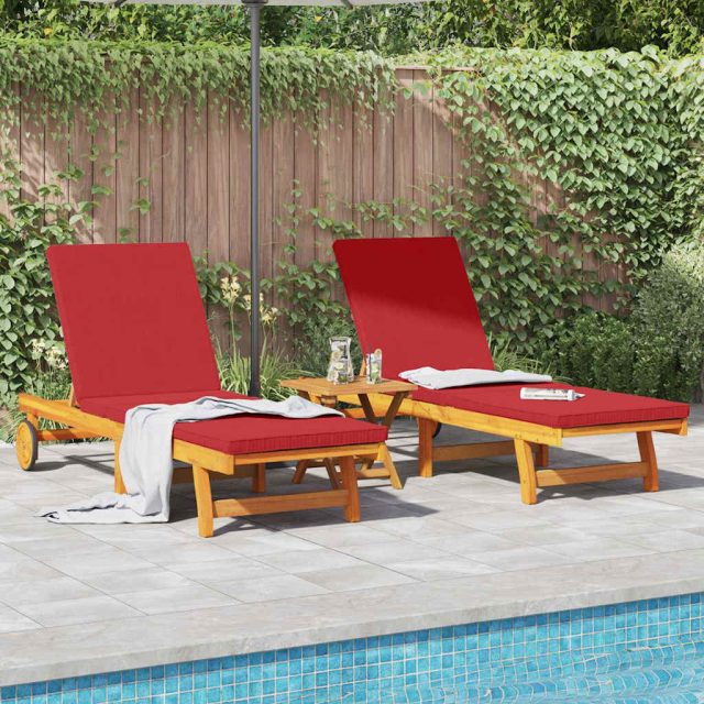 vidaXL Sonnenliege 2-Person 2 pcs Braun Massivholz Akazie