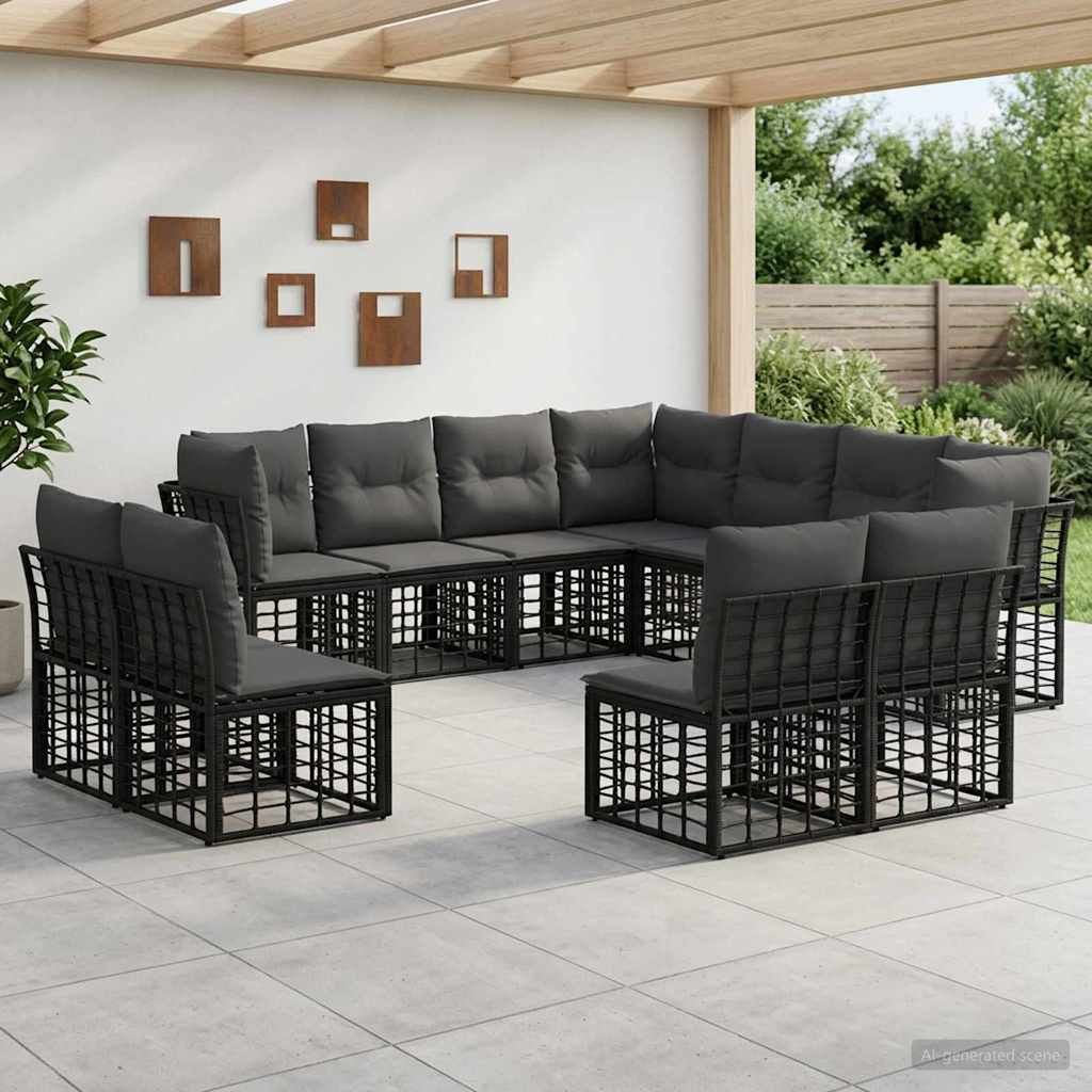 vidaXL Outdoor-Sofagarnitur Schwarz Polyester