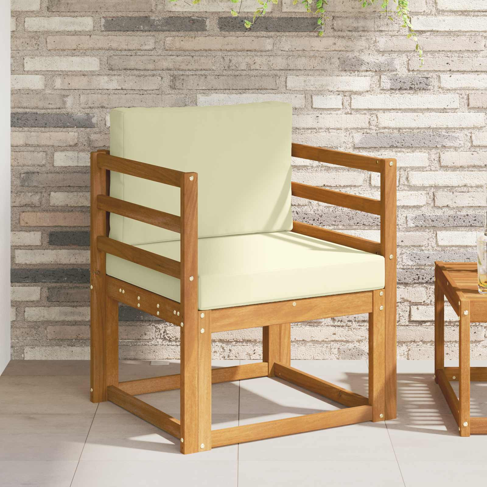 vidaXL Outdoor-Sofa Massives Akazienholz und Polyester Natur