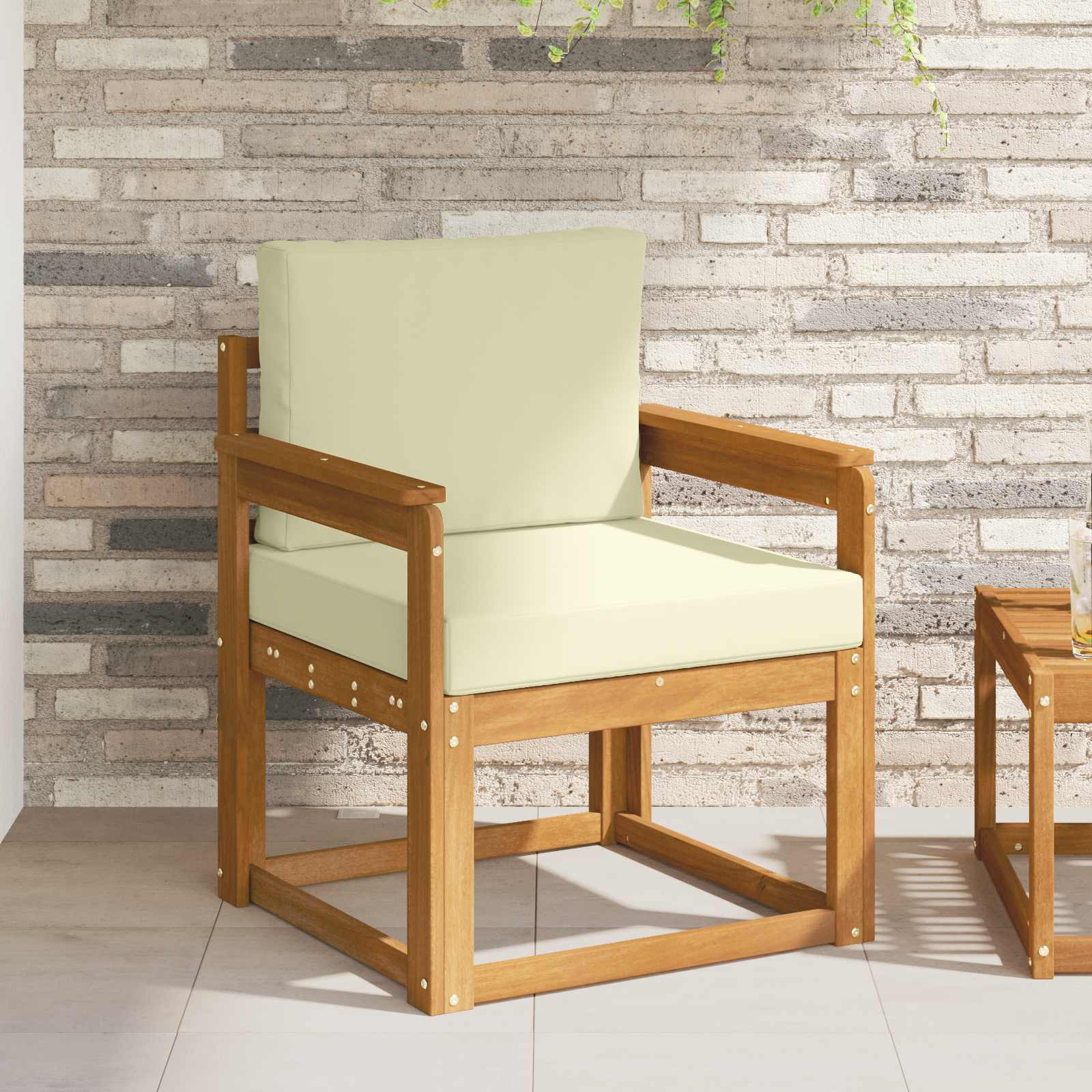 vidaXL Outdoor-Sofa Massives Akazienholz und Polyester Natur