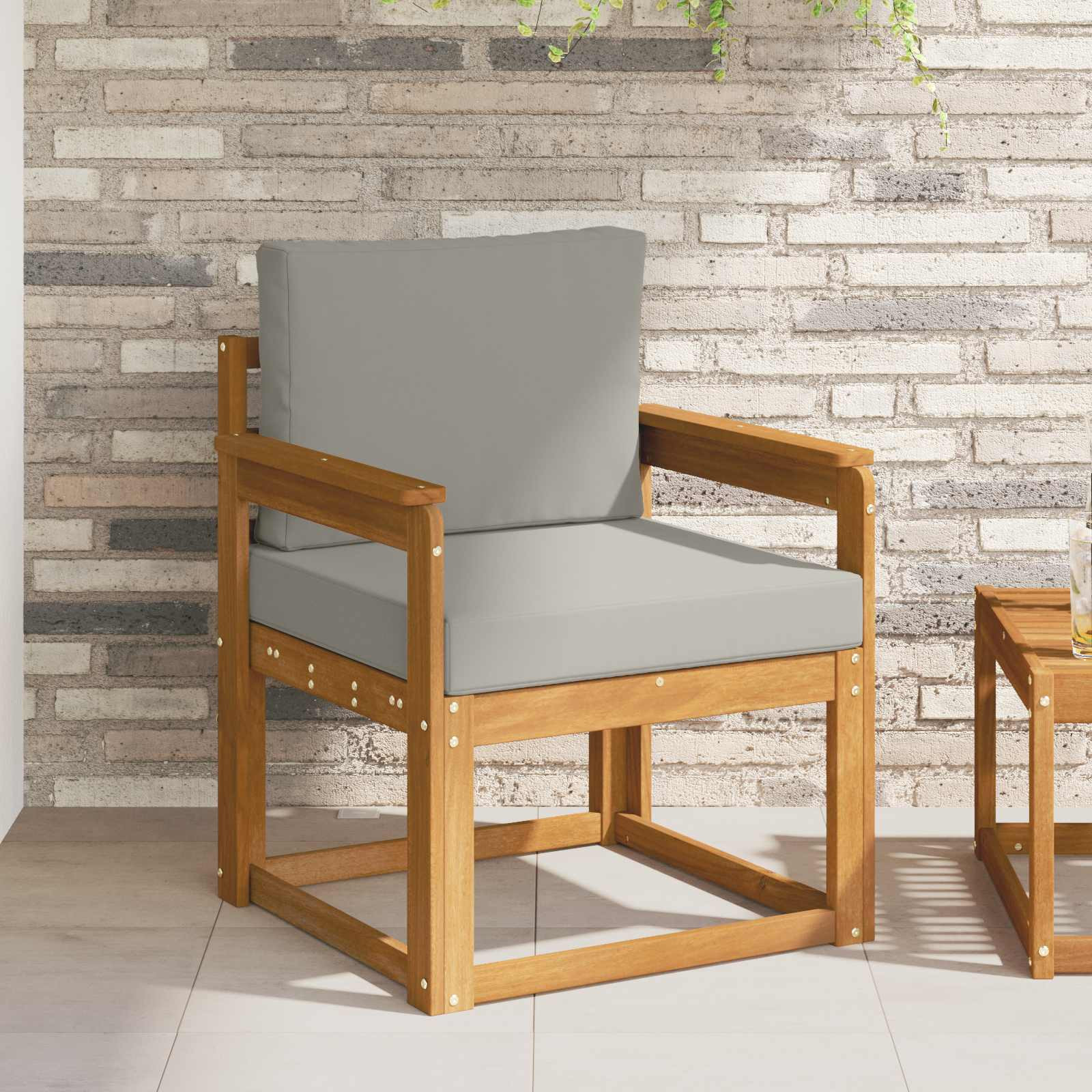 vidaXL Outdoor-Sofa Massives Akazienholz und Polyester
