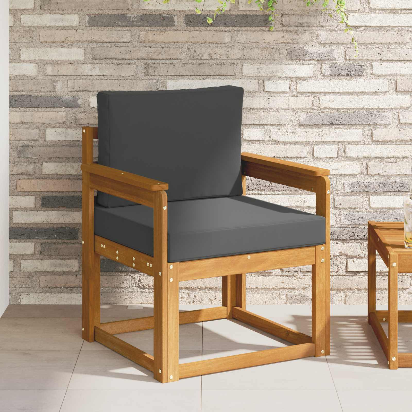 vidaXL Outdoor-Sofa Massives Akazienholz und Polyester Natur